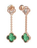 Серьги из золота c малахитом и перламутром