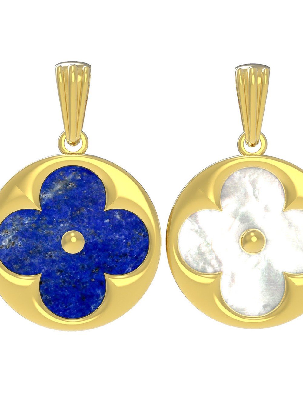 Подвеска из лимонного золота c лазуритом и перламутром