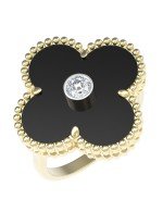 Кольцо из лимонного золота c бриллиантами и ониксом