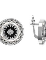 Серьги из белого золота c ониксом и перламутром