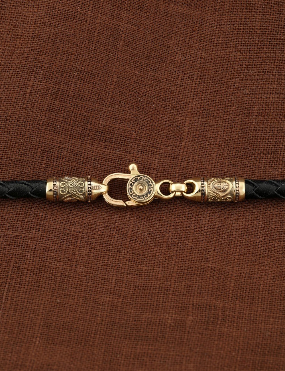 Гайтан из лимонного золота c кожаным шнурком