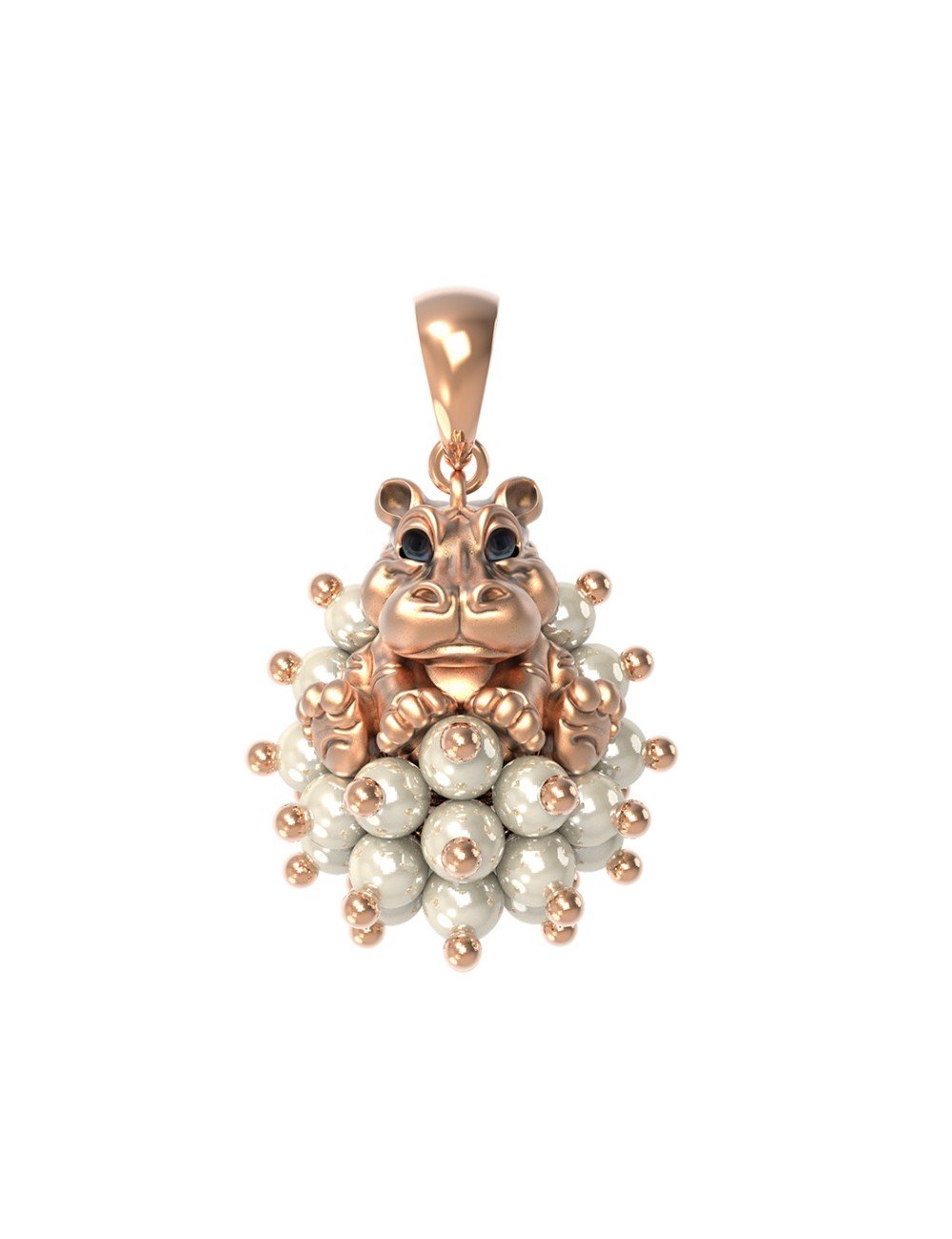 Подвеска из золота c эмалью и жемчугом