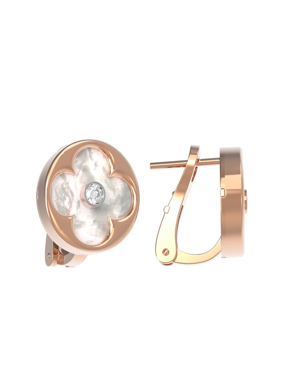 Серьги из золота c бриллиантами и перламутром