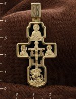 Крест из лимонного золота c ониксом