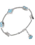 Браслет из белого золота c бриллиантами, бирюзой и перламутром