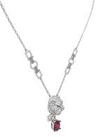 Колье из белого золота c бриллиантами, рубином и изумрудом