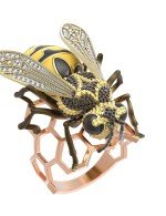 Кольцо из золота c эмалью и фианитом