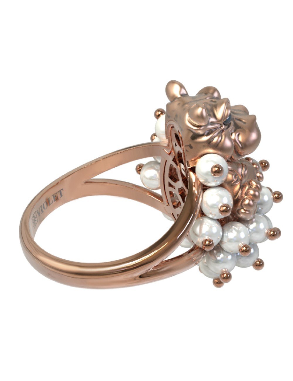 Кольцо из золота c эмалью и жемчугом