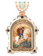 Образок из золота c эмалью и иконописью