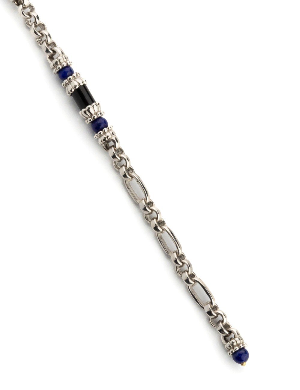 Браслет из белого золота c ониксом и лазуритом