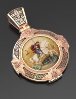 Образок из золота c эмалью и иконописью