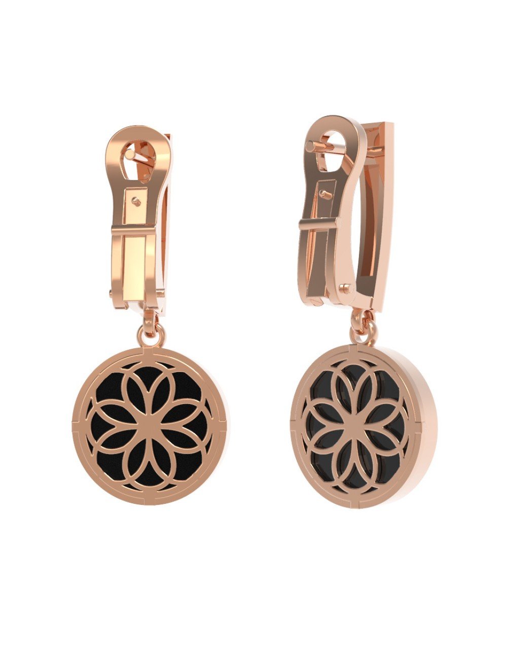 Серьги из золота c бриллиантами и ониксом