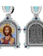 Образок из белого золота c эмалью и иконописью
