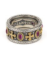 Кольцо из серебра и золота c бриллиантами, рубином и рубином