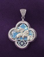 Подвеска из белого золота c эмалью и перламутром