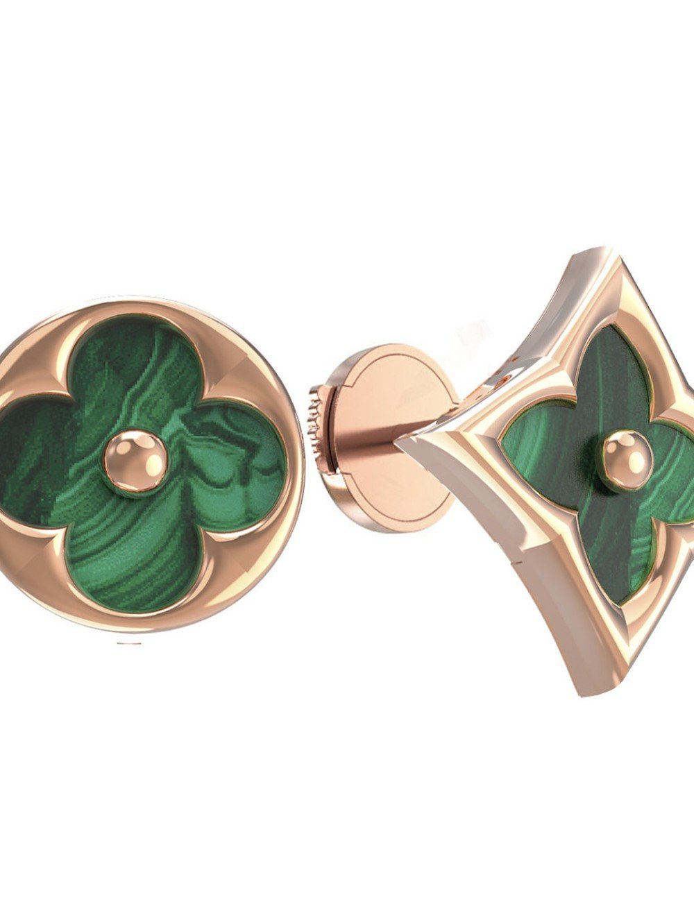 Серьги из золота c малахитом