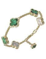 Браслет из лимонного золота c малахитом и перламутром