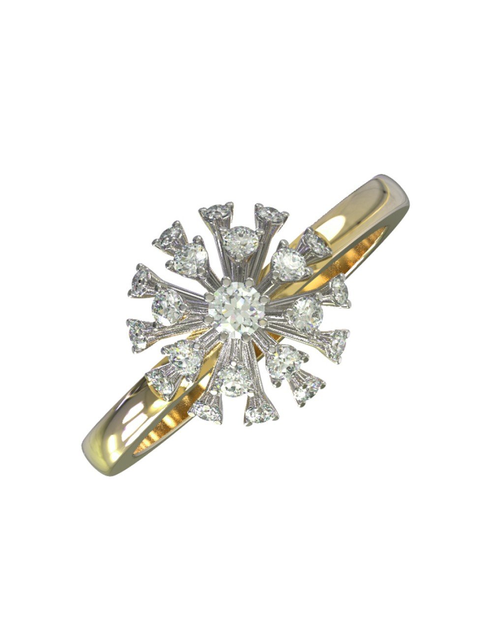 Кольцо из лимонного золота c бриллиантами