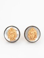 Серьги из золота c эмалью и перламутром