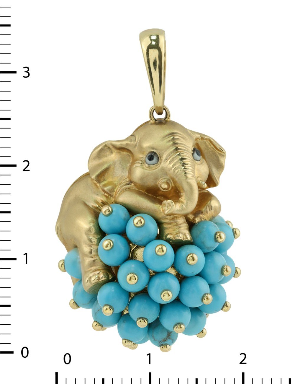 Подвеска из лимонного золота c эмалью и бирюзой