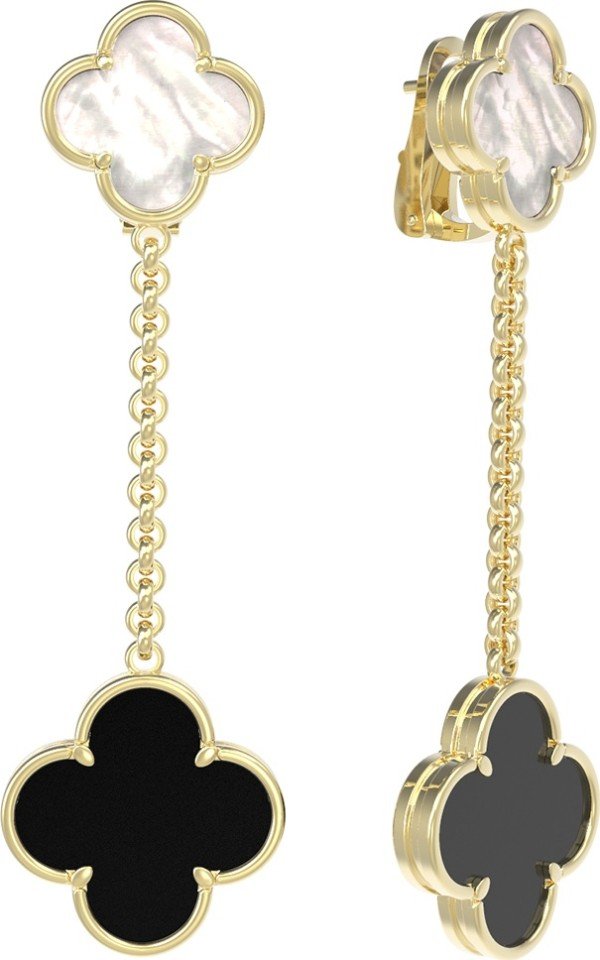 Серьги из лимонного золота c ониксом и перламутром