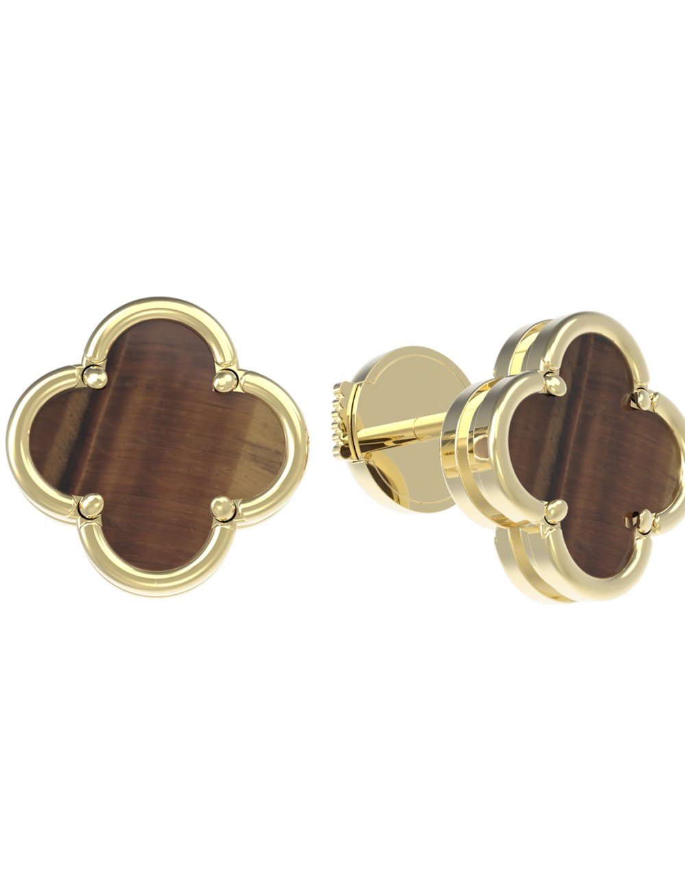 Серьги из лимонного золота c тигровым глазом