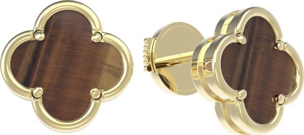 Серьги из лимонного золота c тигровым глазом