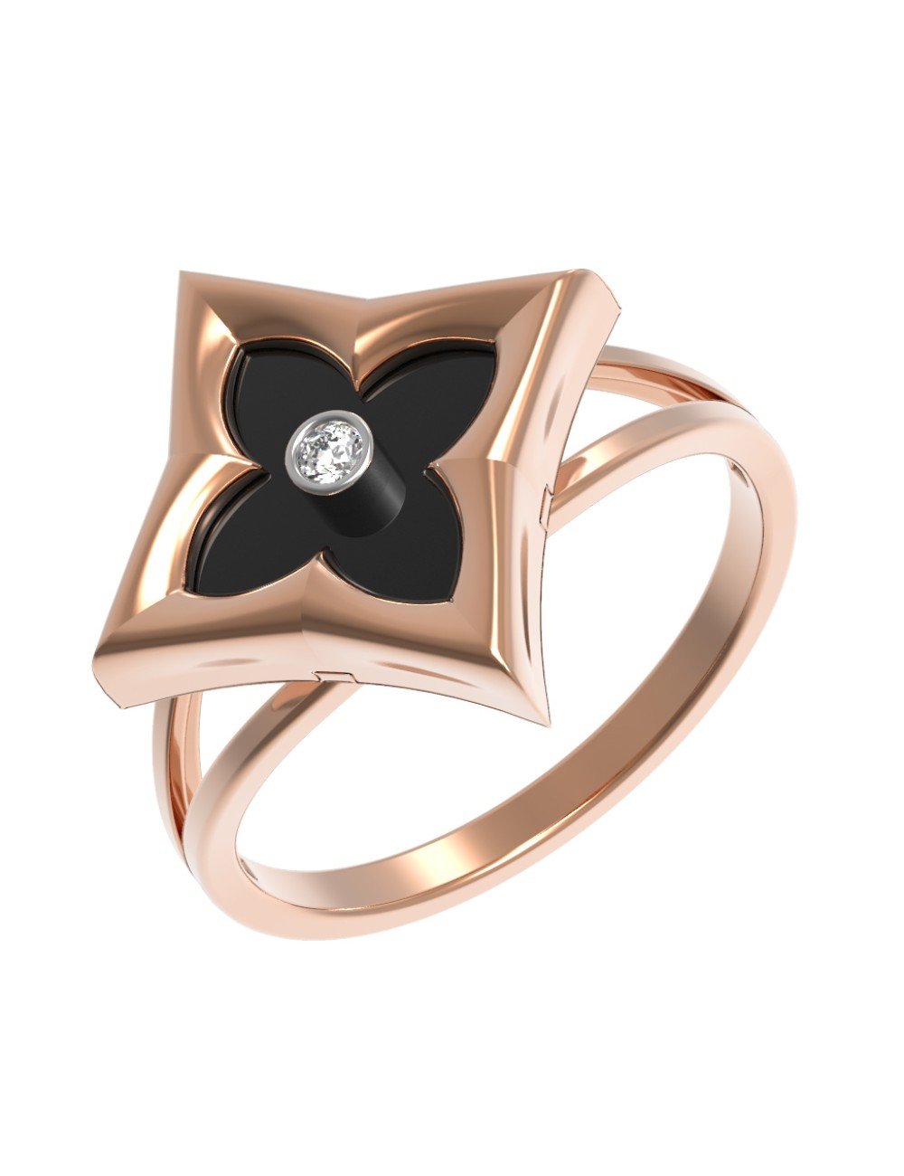 Кольцо из золота c бриллиантами и ониксом