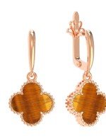 Серьги из золота c тигровым глазом