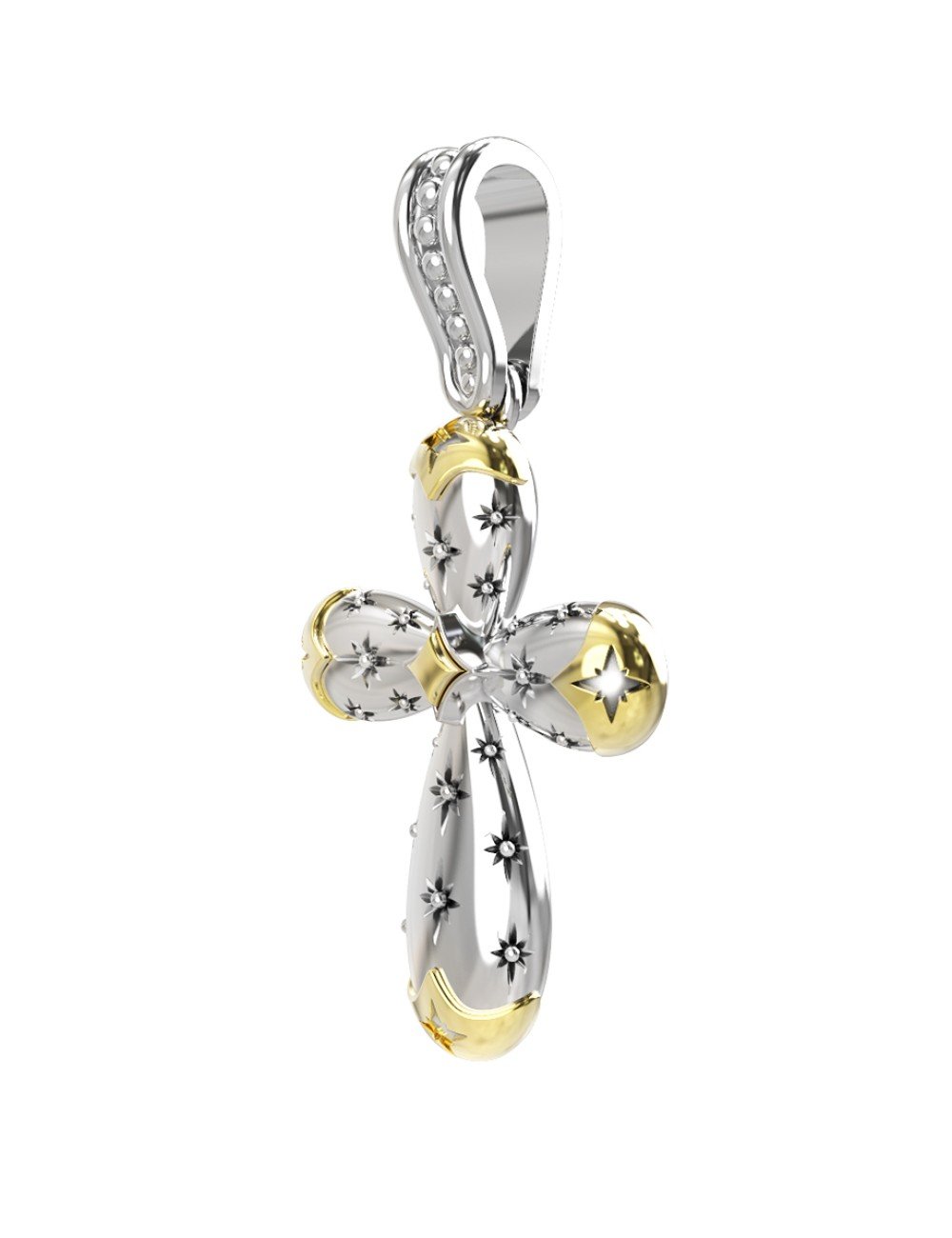 Крест из серебра и золота c фианитом