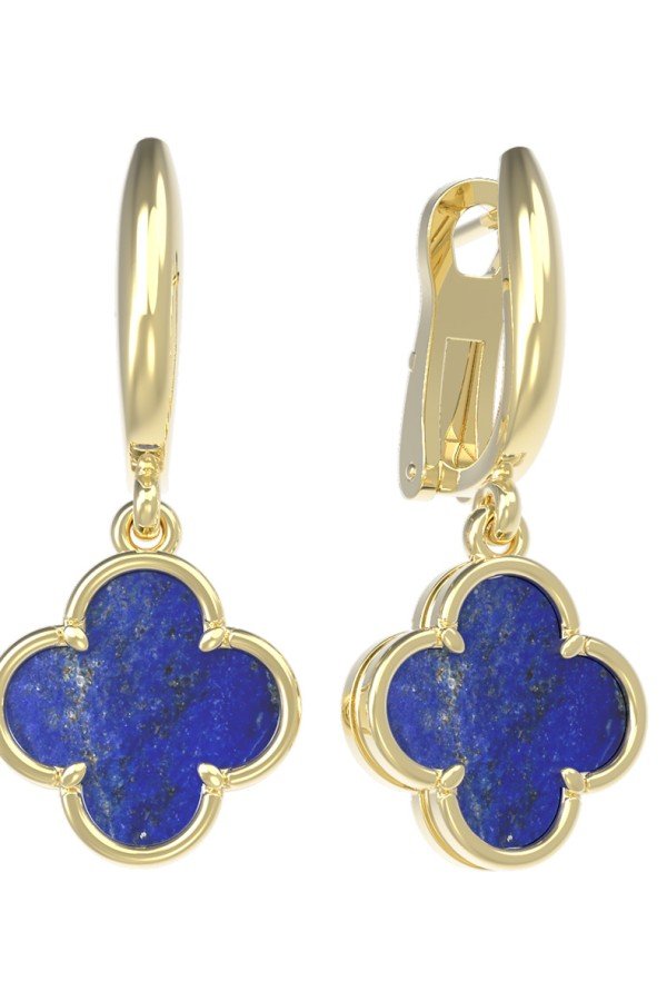 Серьги из лимонного золота c лазуритом