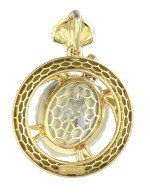 Подвеска из лимонного золота c эмалью и бивнем мамонта