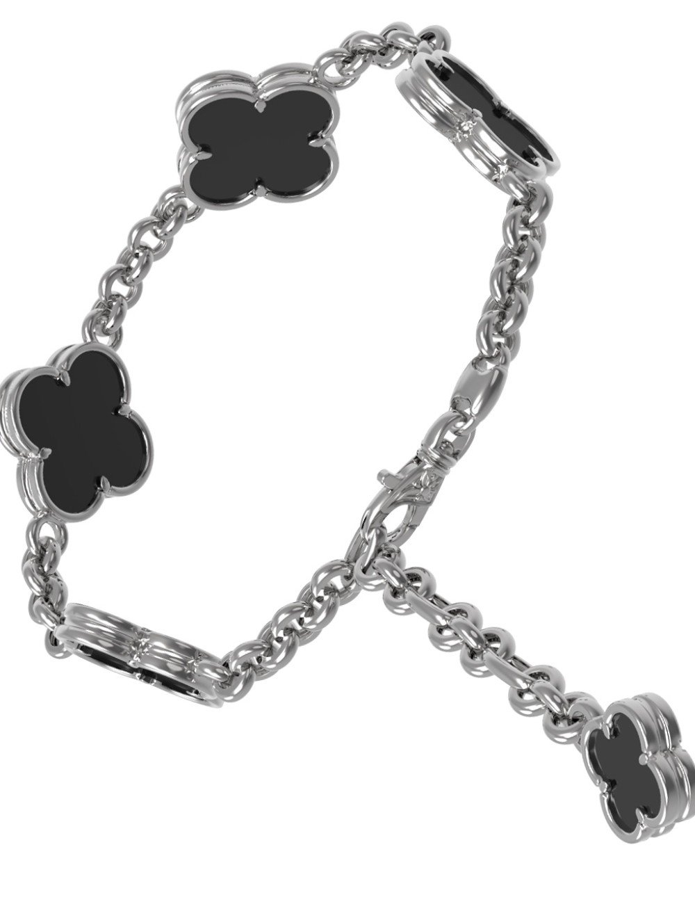 Браслет из белого золота c ониксом