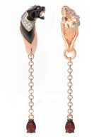 Серьги из золота c фианитом и гранатом