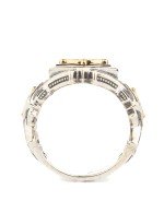 Кольцо из серебра и золота c ониксом и рубином