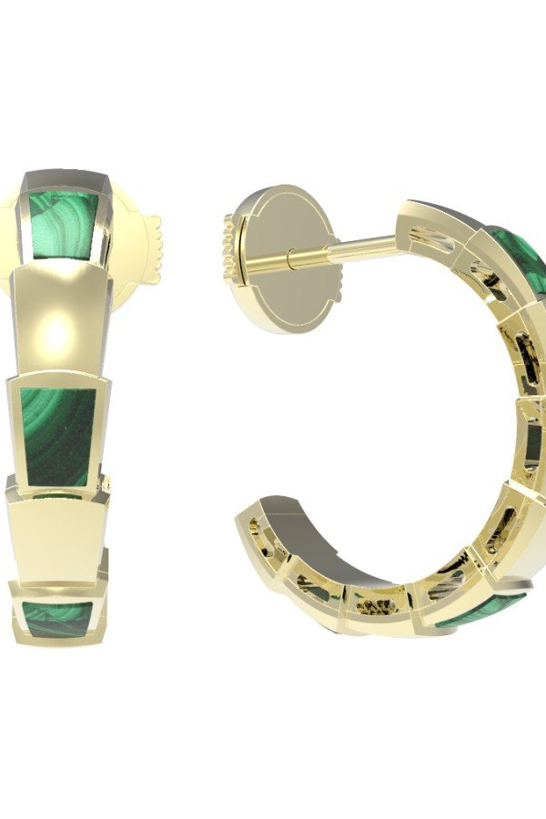 Серьги из лимонного золота c малахитом