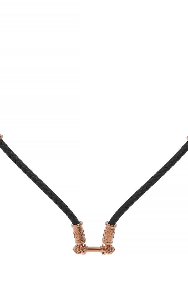 Гайтан из золота c кожаным шнурком