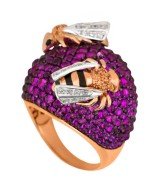 Кольцо из золота c эмалью и фианитом