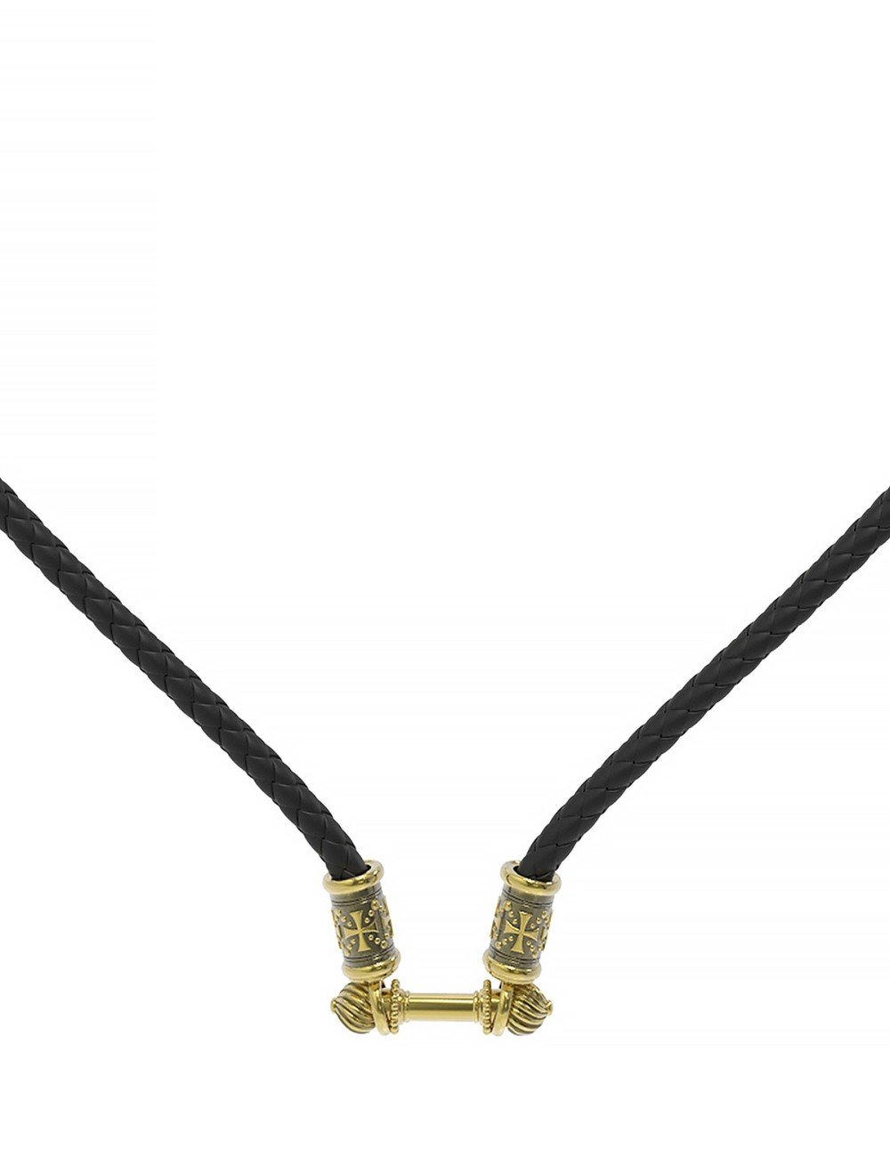 Гайтан из лимонного золота c кожаным шнурком