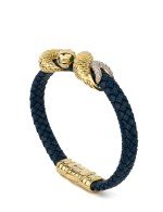 Браслет из лимонного золота c бриллиантами, изумрудом и кожаным шнурком