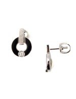 Серьги из белого золота c бриллиантами и ониксом