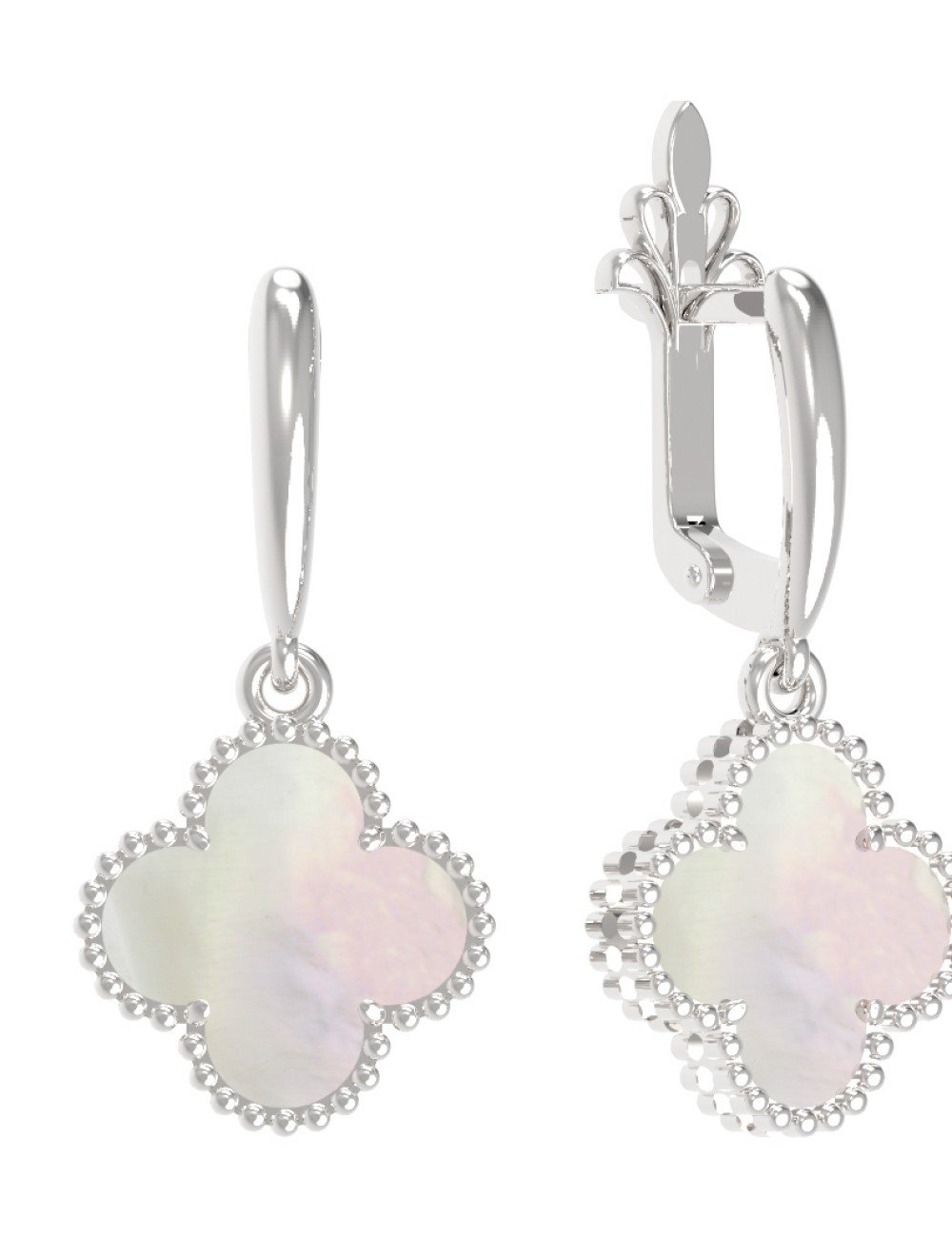 Серьги из белого золота c перламутром