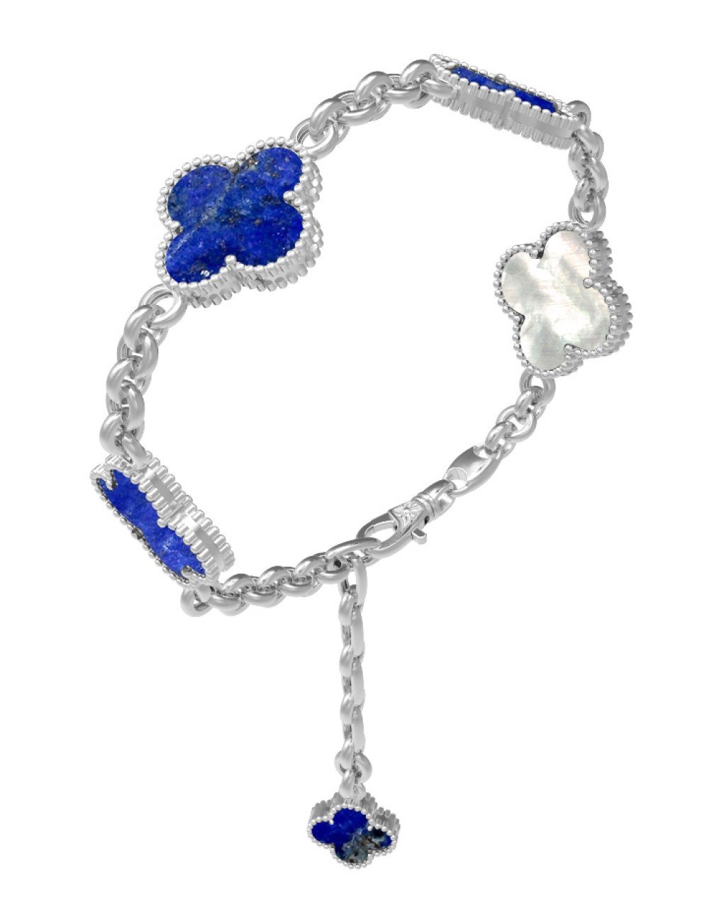 Браслет из белого золота c лазуритом и перламутром