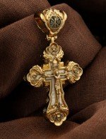 Крест из лимонного золота c бивнем мамонта