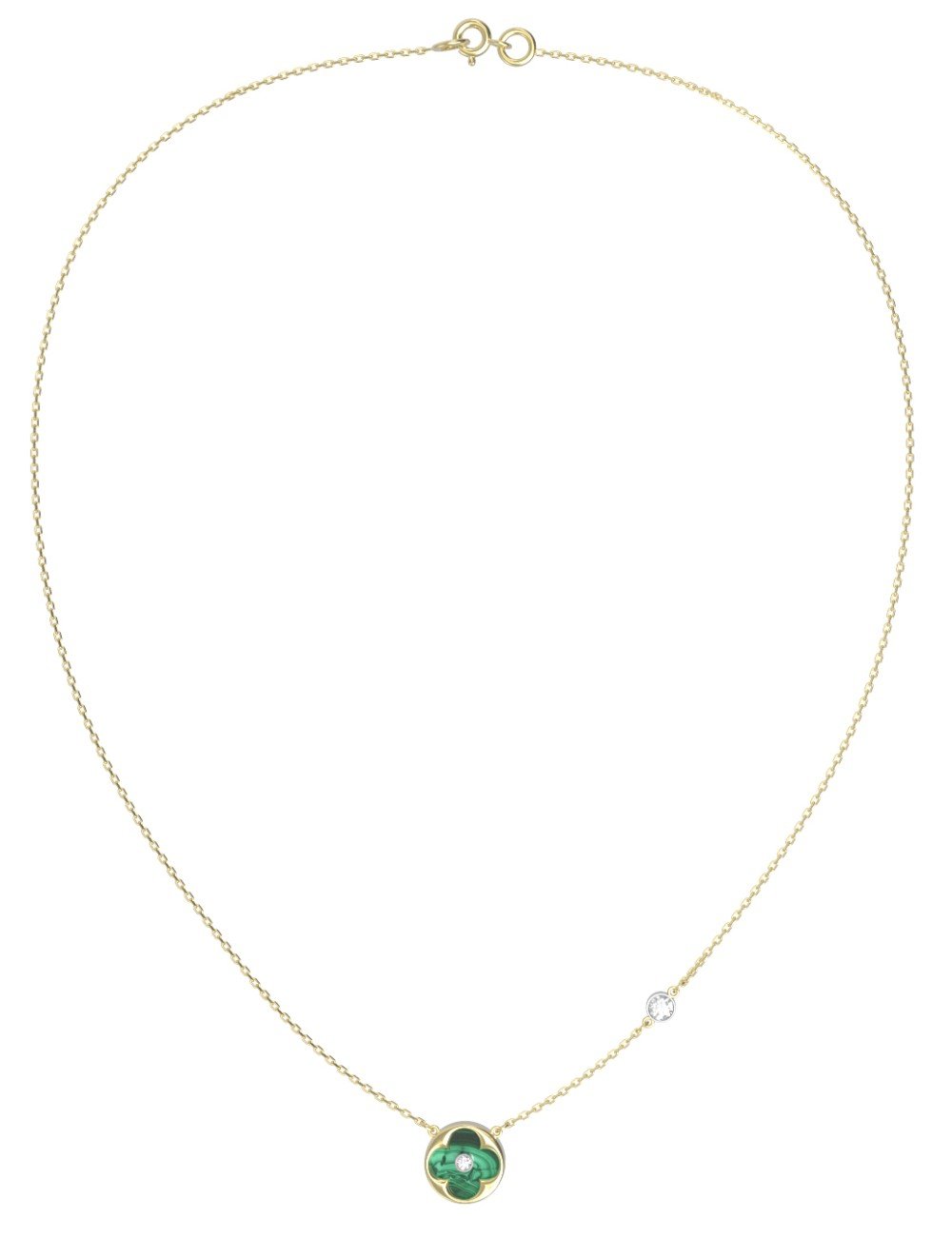 Колье из лимонного золота c бриллиантами и малахитом