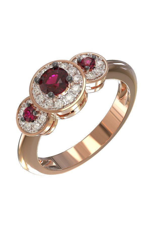 Кольцо из золота c бриллиантами и рубином