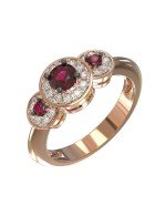 Кольцо из золота c бриллиантами и рубином