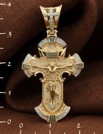 Крест из лимонного золота c бриллиантами