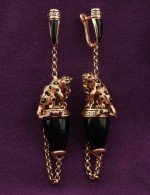 Серьги из золота c эмалью и ониксом