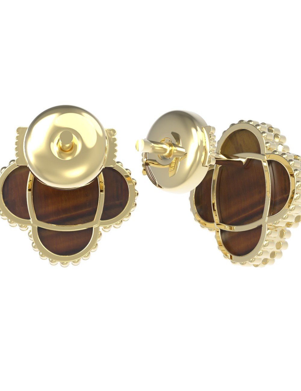 Серьги из лимонного золота c тигровым глазом